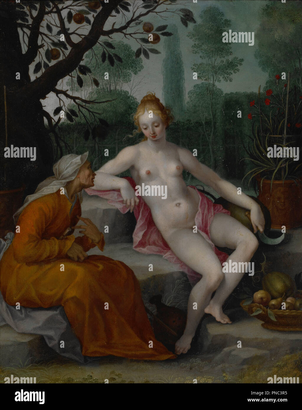 Vertumnus und Pomona. Datum/Zeit: Ca. 1605. Malerei. Öl auf Kupfer. Autor: BLOEMAERT, Abraham. BLOEMAERT, Abraham. Stockfoto