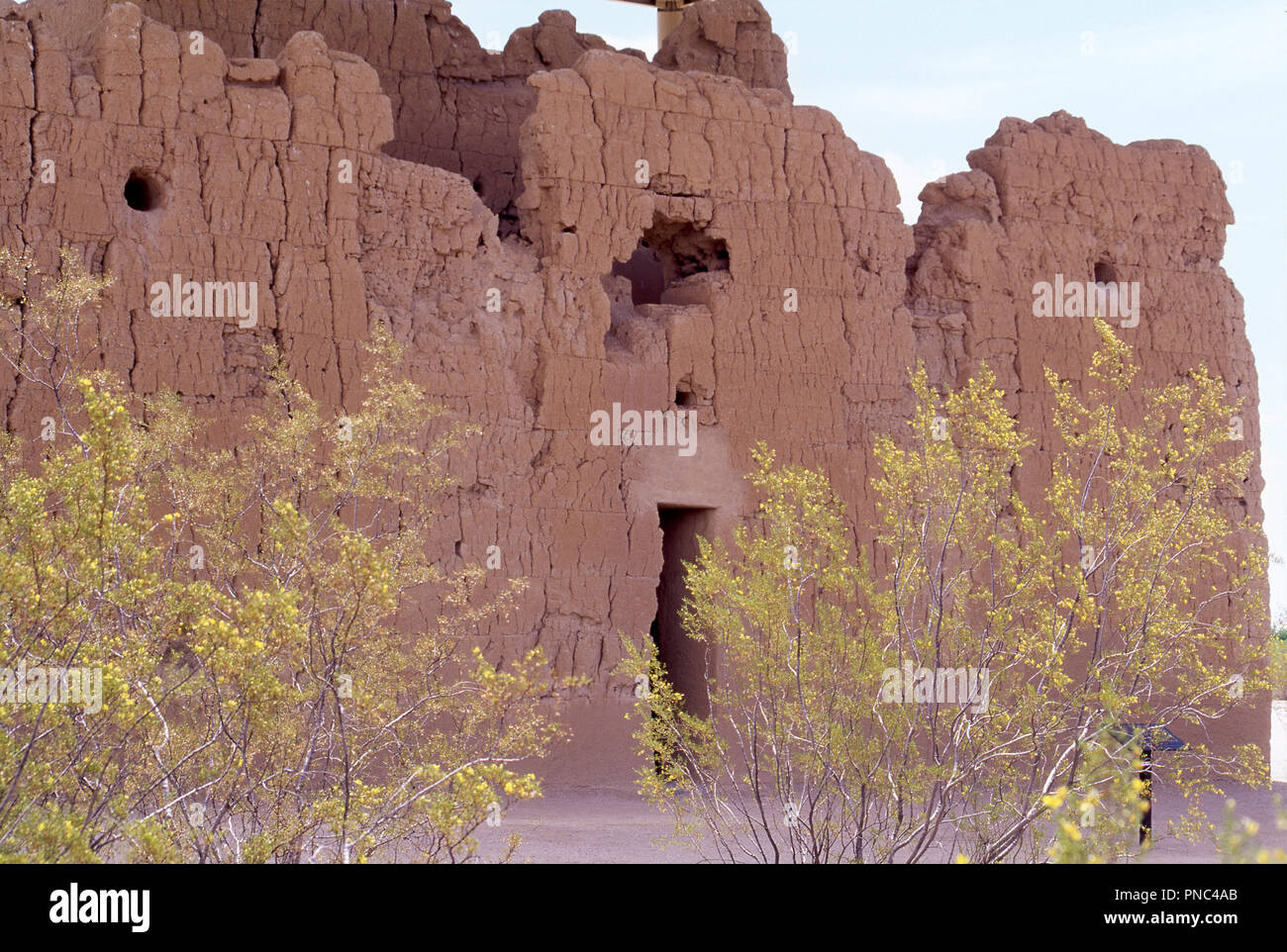 Hohokam Ruinen von Casa Grande, mit Sternwarte Bohrungen, Arizona. Foto Stockfoto