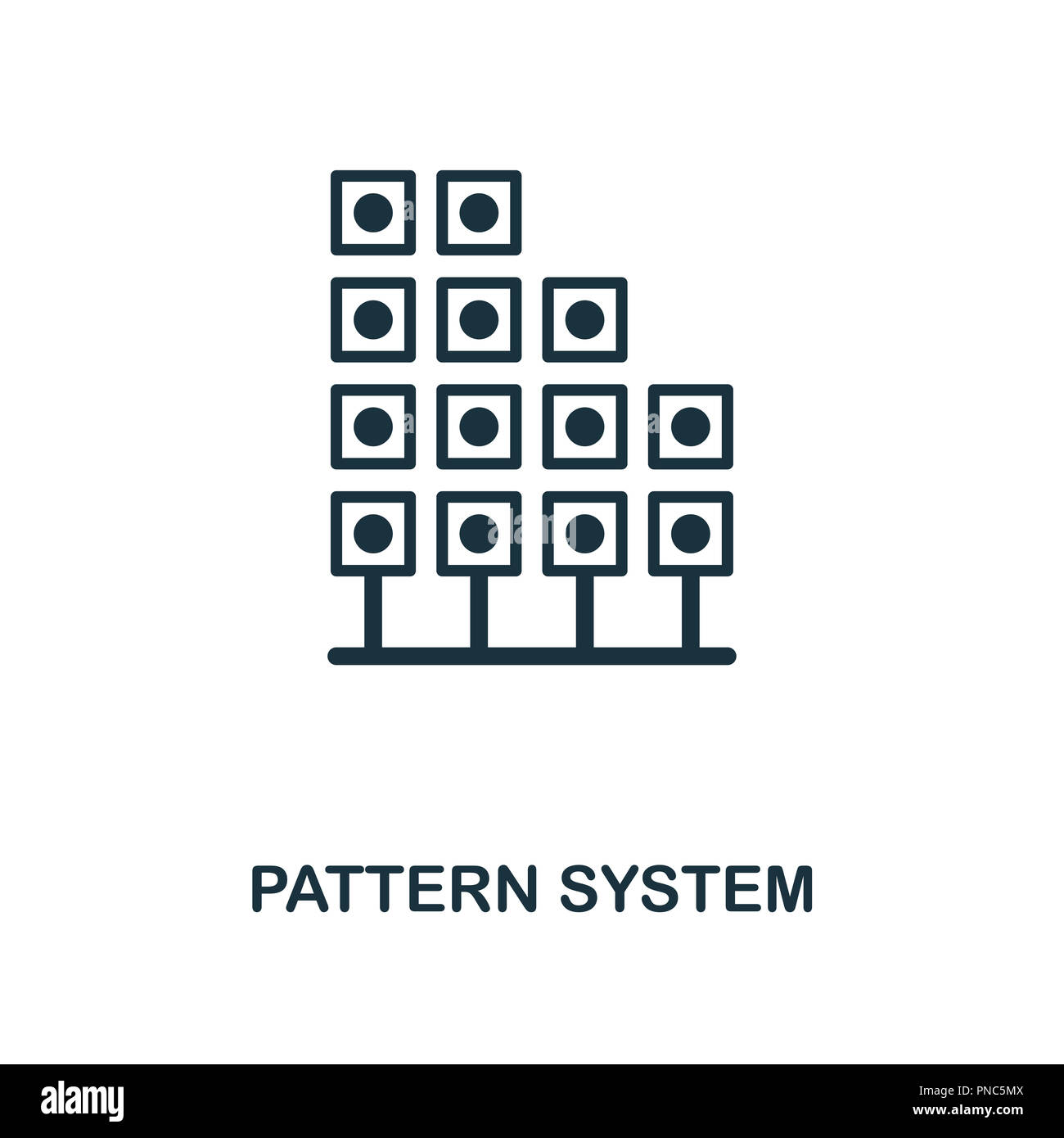 Muster auf das Symbol "System". Schwarzweiß-Design von großen Sammlung von Daten. UI. Pixel Perfect einfache Piktogramm Muster auf das Symbol "System". Web Design, Apps, Softw Stockfoto