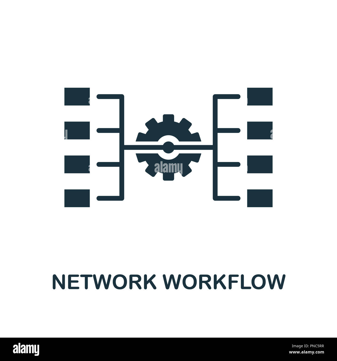 Netzwerk Workflow Symbol. Schwarzweiß-Design von großen Sammlung von Daten. UI. Pixel Perfect einfache Piktogramm Netzwerk workflow Symbol. Web Design, Apps, s Stockfoto