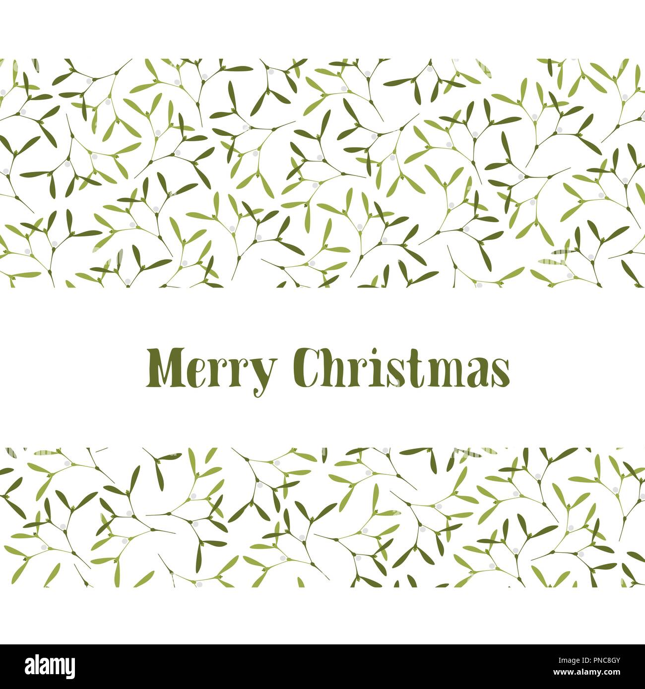 Weihnachten Grußkarte. Die Mistel auf weißem Hintergrund und Text frohe Weihnachten. Stock Vektor