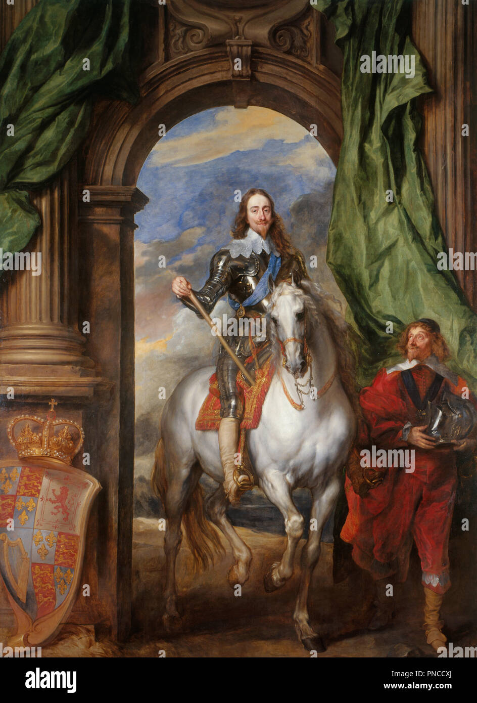 Charles I (1600-49) mit M. de St Antoine. Datum/Zeitraum: 1633. Malerei. Öl auf Leinwand. Höhe: 370 cm (12.1 ft); Breite: 270 cm (84 in). Autor: Van Dyck, Anthony. Stockfoto