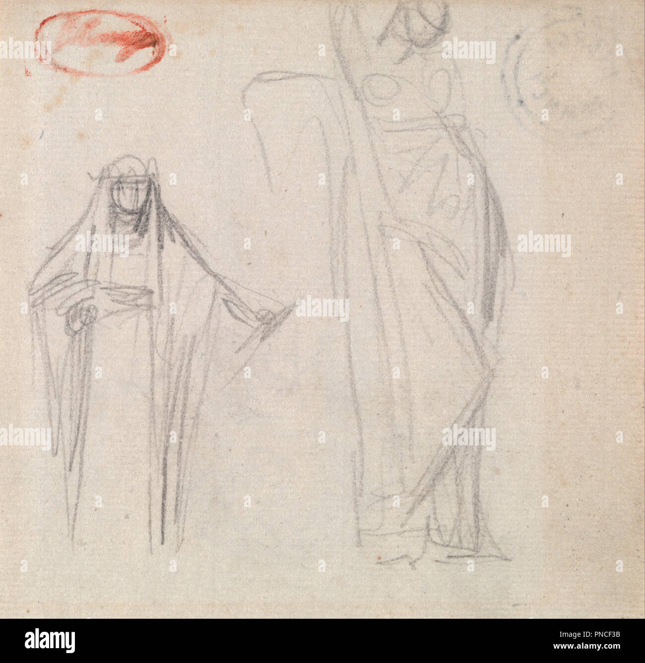 Erscheinung. Zeichnung. Graphit auf Medium leicht strukturierten, cremefarbenen Papier gelegt. Höhe: 130 mm (5.11 in); Breite: 130 mm (5.11 in). Autor: George Romney. Stockfoto