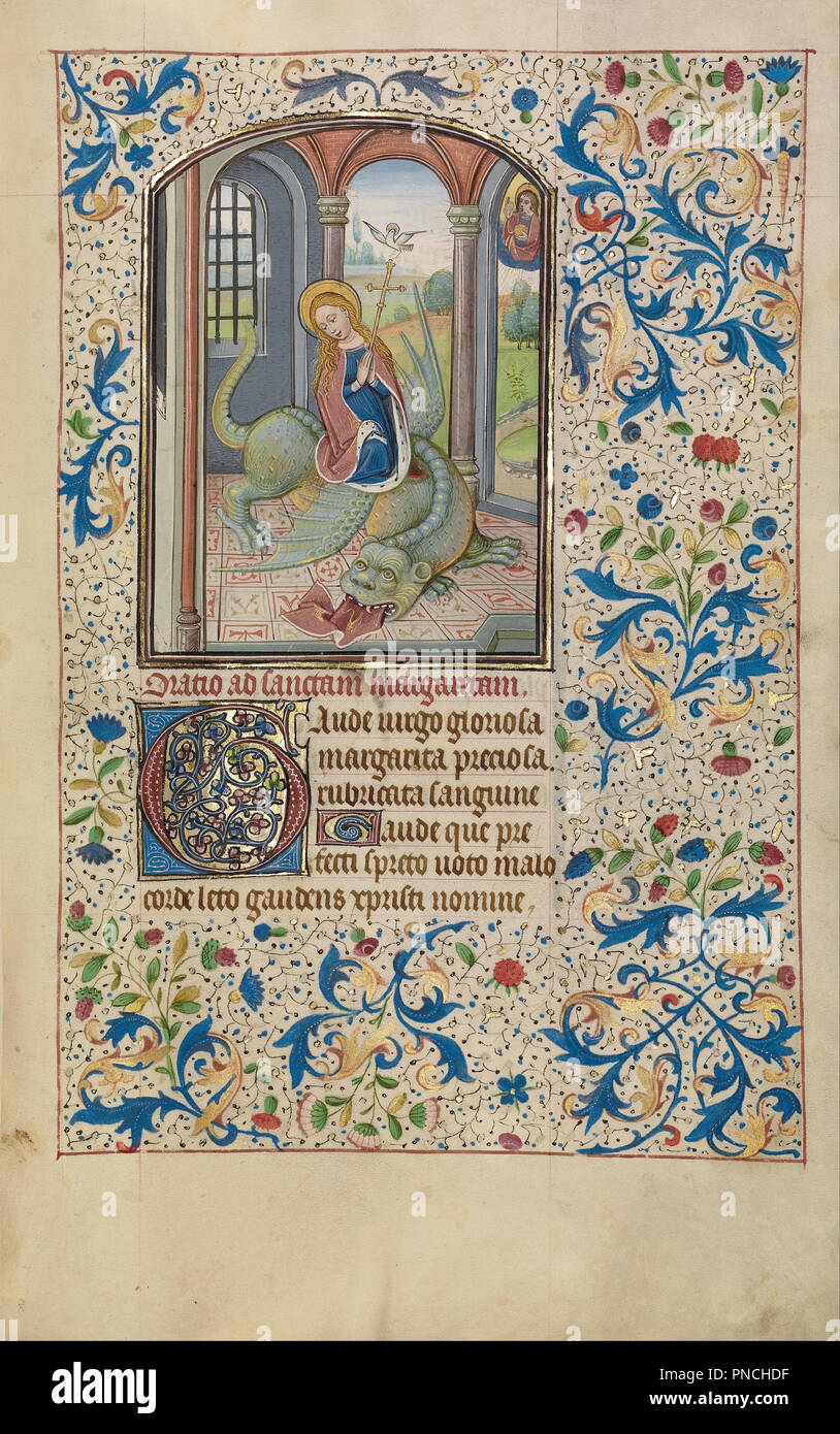 Saint Margaret. Datum/Zeitraum: Anfang 1460 s. Folio. Tempera Farben, Blattgold, und Tusche auf Pergament. Höhe: 256 mm (10.07 in); Breite: 173 mm (6,81 in). Autor: Willem Vrelant. Stockfoto