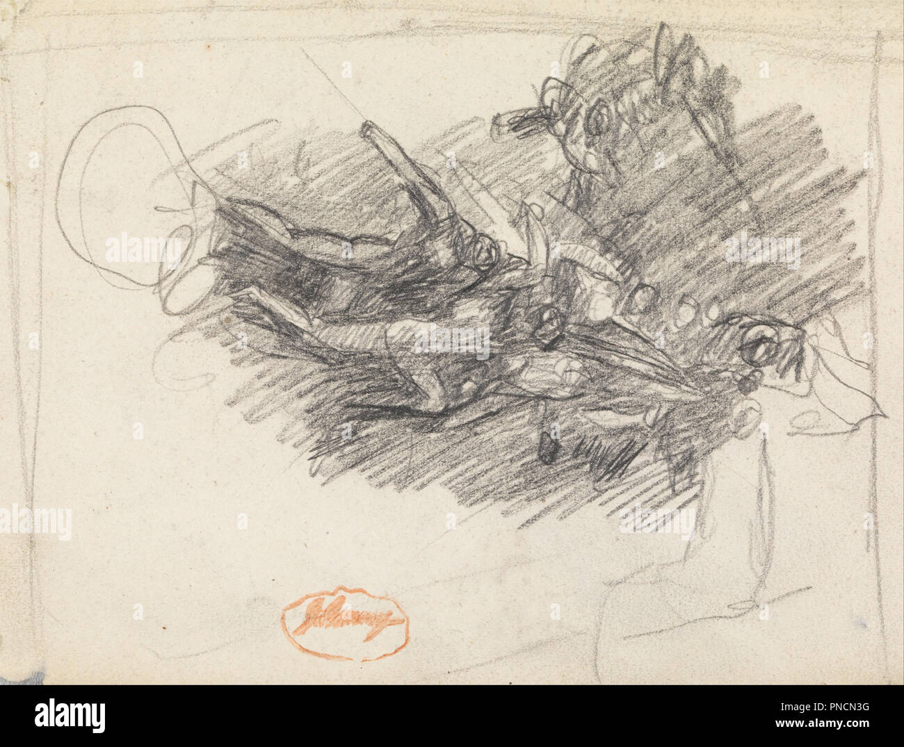 Abbildung Zusammensetzung Studie 6. Zeichnung. Graphit auf Papier. Höhe: 184 mm (7.24 in); Breite: 140 mm (5.51 in). Autor: George Romney. Stockfoto