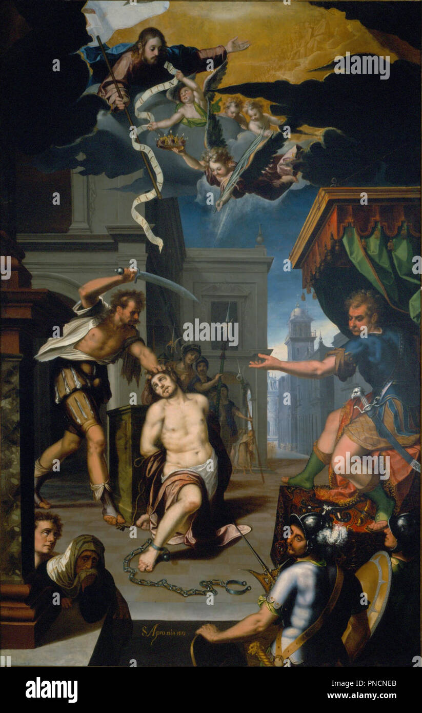 El martirio de san Aproniano/das Martyrium des Heiligen Apronianus. Datum/Zeitraum: 1612. Malerei. Öl auf Leinwand. Höhe: 4,070 mm (9.48 ft); Breite: 2555 mm (100.59 in.). Autor: Baltasar de Echave Orio. Stockfoto