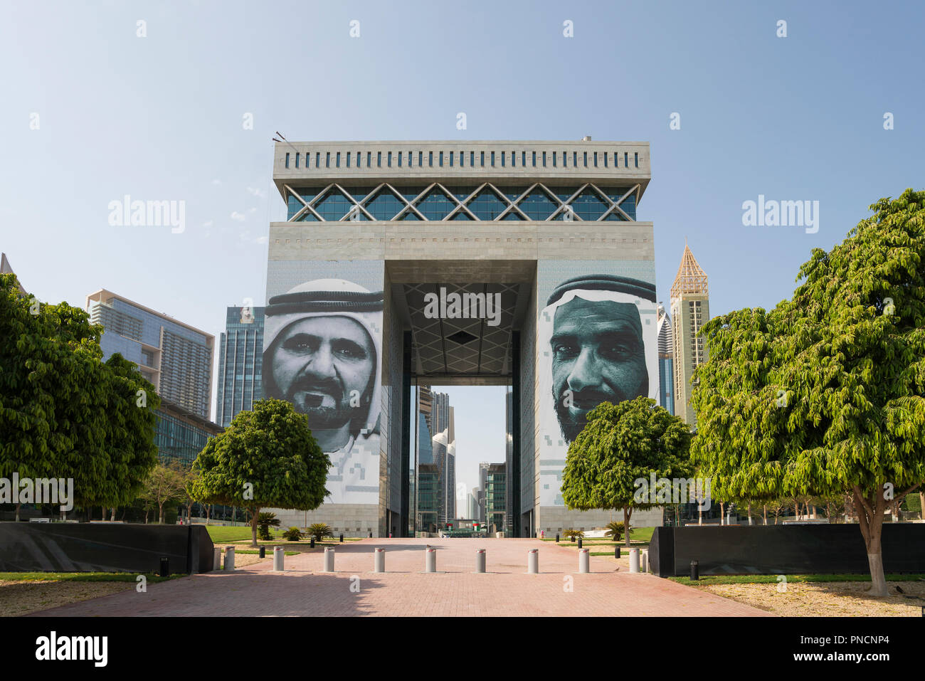 (DIFC Dubai International Financial Center) Eine besondere wirtschaftliche Zone in Dubai, VAE, Vereinigte Arabische Emirate. Stockfoto