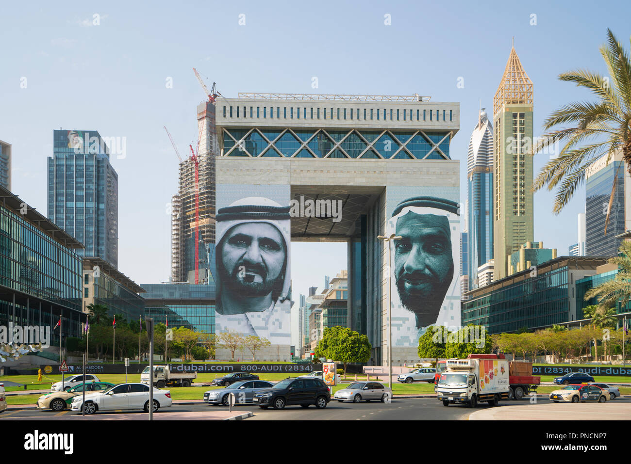 (DIFC Dubai International Financial Center) Eine besondere wirtschaftliche Zone in Dubai, VAE, Vereinigte Arabische Emirate. Stockfoto