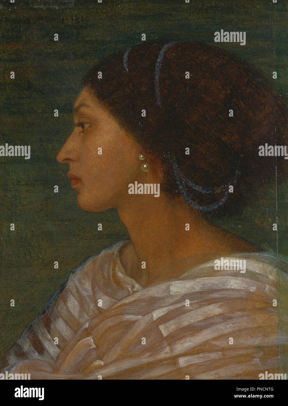 Kopf einer Mulatto Frau (Mrs. Eaton). Datum/Zeitraum: 1861. Malerei. Öl auf Papier, auf Leinwand. Höhe: 171 mm (6.73 in); Breite: 137 mm (5.39 in). Autor: Joanna Boyce Brunnen. Stockfoto