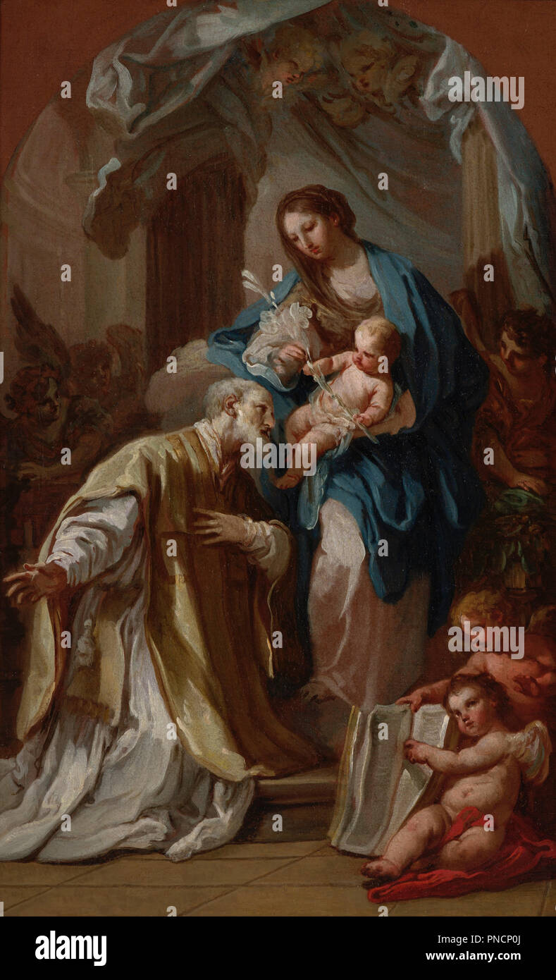 Die Madonna 28,18 St. Philip Neri. Datum/Zeitraum: 1740. Ölgemälde. Öl auf Leinwand. Autor: Conca, Sebastiano. Stockfoto