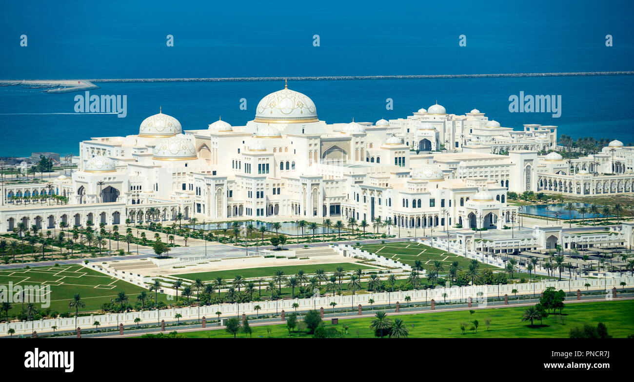 Blick auf den neuen Präsidentenpalast in Abu Dhabi, VAE, Vereinigte Arabische Emirate Stockfoto