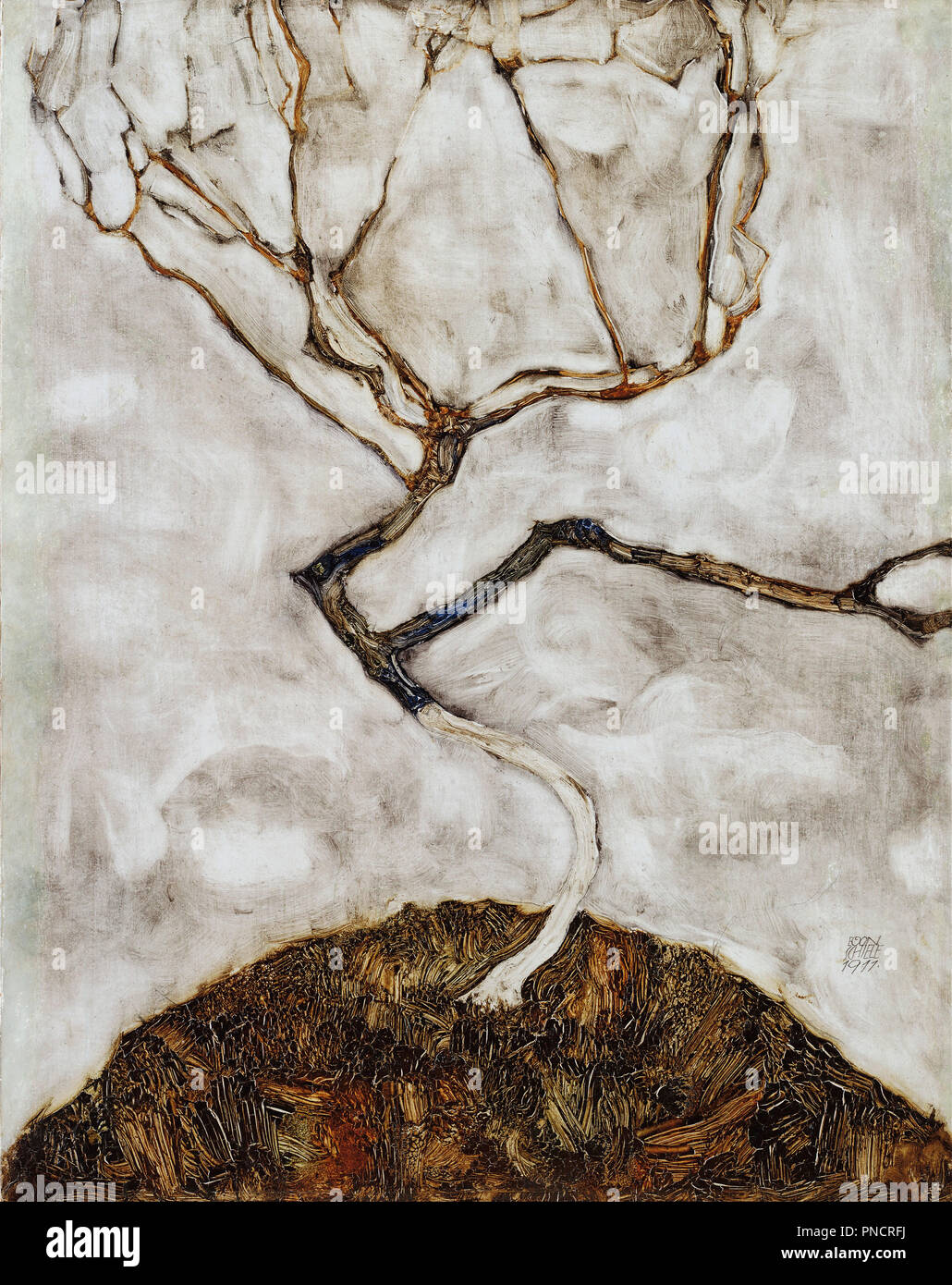 Kleiner Baum im Spätherbst kleiner Baum im Spätherbst. Datum/Zeitraum: 1911. Malerei. Höhe: 420 mm (16.53 in); Breite: 335 mm (13.18 in). Autor: Egon Schiele. SCHIELE, Egon. Stockfoto