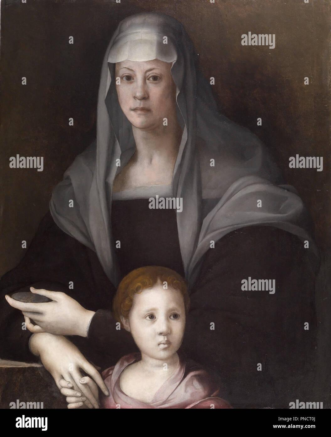 Portrait von Maria Salviati de' Medici mit Giulia de' Medici. Datum/Zeit: Ca. 1539 (Renaissance). Porträts; Tafelbilder. Öl auf Leinwand Öl auf. Höhe: 88 mm (3,46 in); Breite: 71.30 mm (2,80 in). Autor: Pontormo. Stockfoto