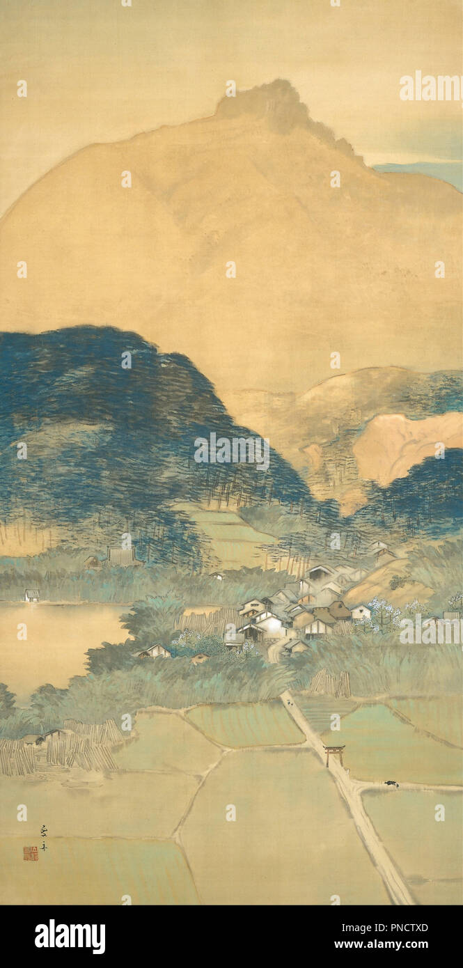 Am Abend Leuchten. Datum/Zeitraum: 1910. Japanische Malerei. Farbe auf Seide. Höhe: 1.680 mm (66.14 in); Breite: 865 mm (34.05 in). Autor: KAWAMURA MANSHU. Stockfoto