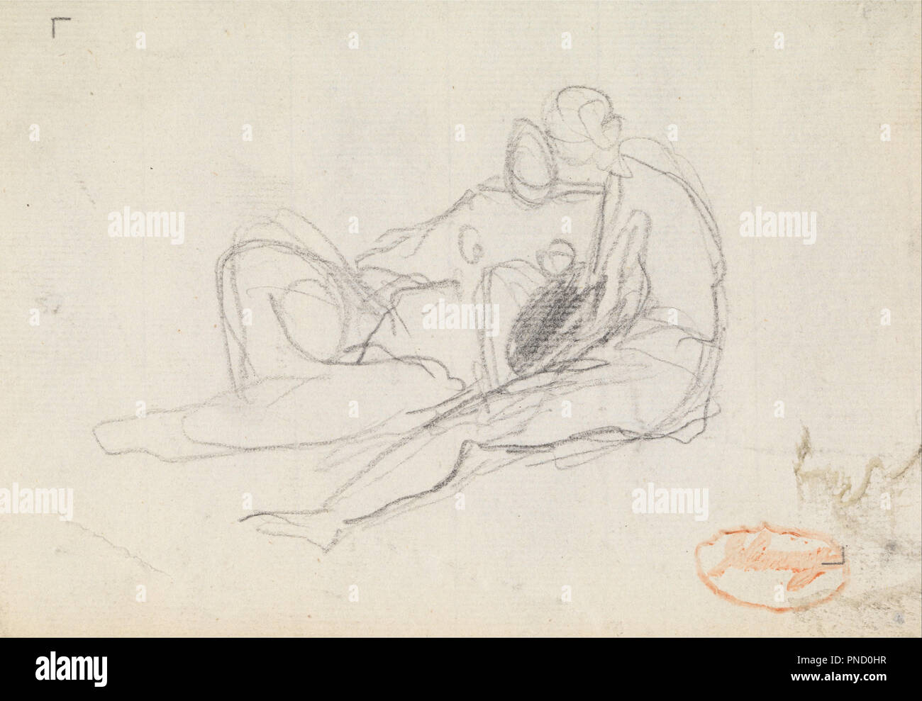 Abbildung Zusammensetzung Studie 17. Genre betrifft. Graphit auf Papier. Höhe: 111 mm (4.37 in); Breite: 162 mm (6,37 in). Autor: George Romney. Stockfoto