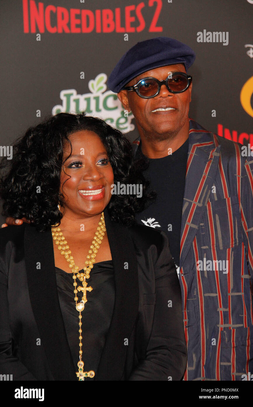 LaTanya Richardson, Samuel L Jackson bei der Weltpremiere von Disney/Pixars "Incredibles 2' im El Capitan Theatre in Hollywood, CA, 5. Juni 2018 statt. Foto von Joseph Martinez/PictureLux Stockfoto