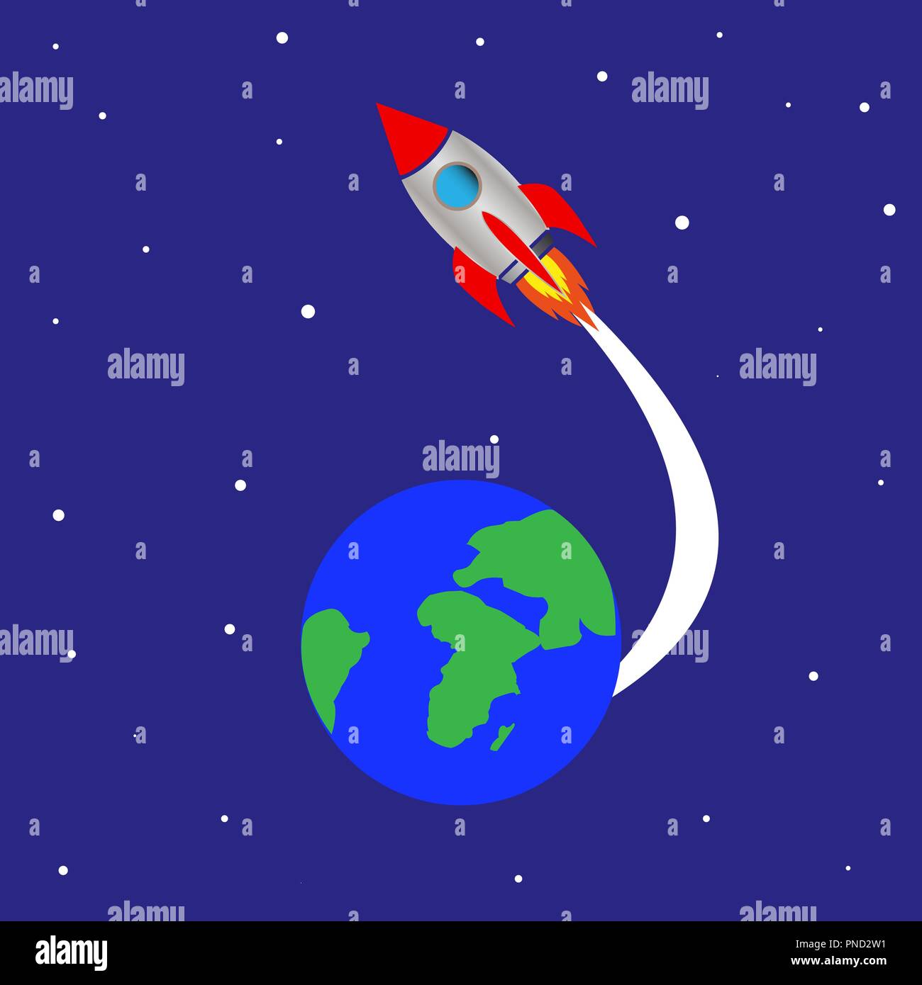 Rocket Launch vom Planeten Erde Stock Vektor