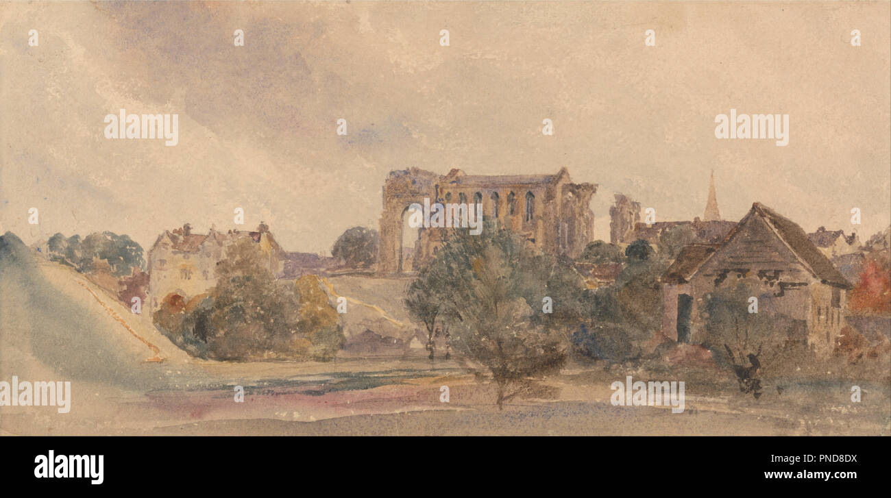 Malmesbury Abbey. Architektonische betrifft. Aquarell auf Medium, Sahne, mäßig strukturierten webte Papier. Höhe: 156 mm (6.14 in); Breite: 314 mm (12.36 in). Autor: Peter DeWint zugeschrieben. Stockfoto