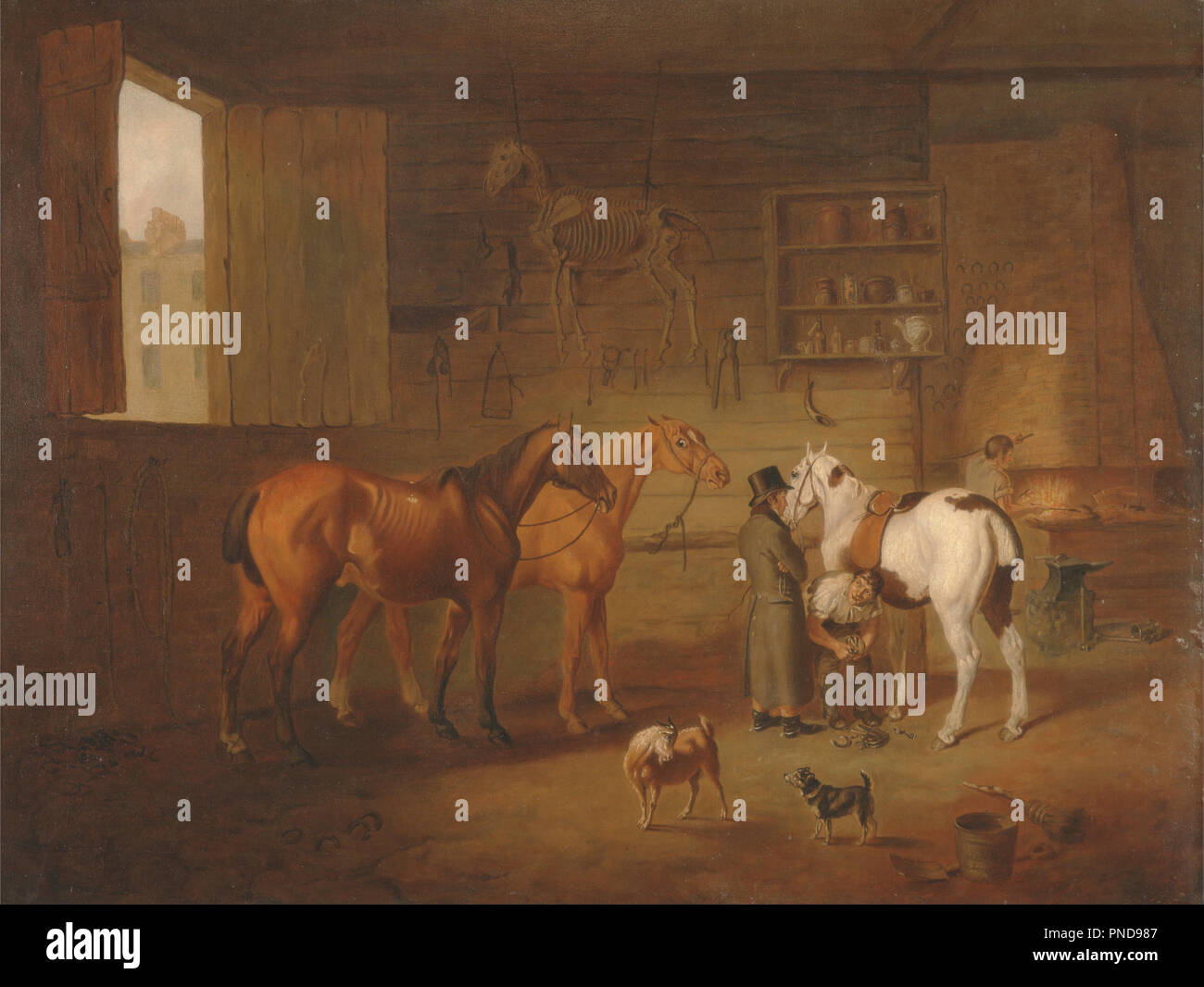Die Schmiede Shop. Datum/Zeitraum: Zwischen 1810 und 1820. Malerei. Öl auf Leinwand. Höhe: 711 mm (27.99 in); Breite: 914 mm (35.98 in). Autor: Henry Bernard Chalon. Stockfoto