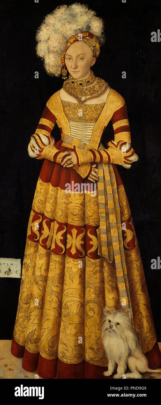 Herzogin Katharina von Mecklenburg. Datum/Zeitraum: 1514. Malerei. Öl auf Leinwand übertragen. Höhe: 184,4 cm (72,5 in); Breite: 83 cm (32,6 in). Autor: Cranach d.Ä., Lucas. LUCAS Cranach, der Ältere. Cranach, Lucas, der Ältere. Stockfoto