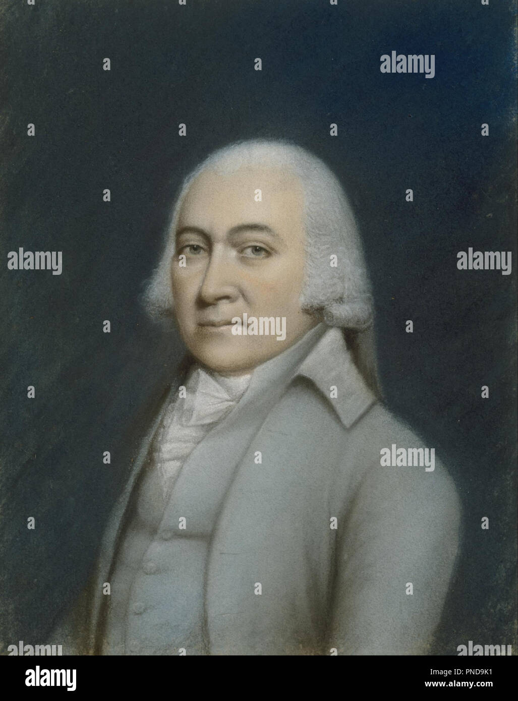 Portrait von John Adams. Datum/Zeitraum: 1798/1834. Pastell auf grauem Papier. Breite: 17,8 cm. Höhe: 22,9 cm (Blatt). Thema: Mitglied der Familie von James Sharples. Stockfoto