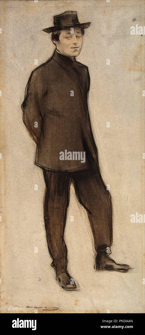 Portrait von isidre Nonell. Datum/Zeit: Ca. 1897-1899. Zeichnung. Holzkohle, conté Stick und pulverförmige Tinte auf Papier. Höhe: 622 mm (24,48 in); Breite: 293 mm (11,53 in). Autor: Ramon Casas i Carbó. Stockfoto