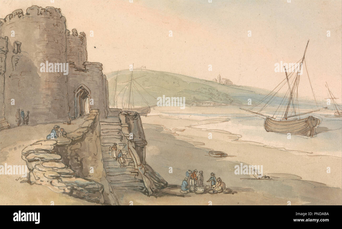 Caernarvon Castle, Eintritt zum Tower. Malerei. Aquarell. Höhe: 260 mm (10.23 in); Breite: 241 mm (9.48 in). Autor: Thomas Rowlandson. Stockfoto