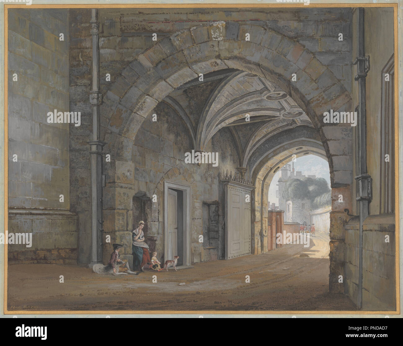 Die Queen Elizabeth Gate. Datum/Zeitraum: 1767. Malerei. Auf Medium Papier auf dickem, Creme montiert Gouache, mäßig strukturierten Bütten. Höhe: 391 mm (15.39 in); Breite: 495 mm (31.90 in). Autor: Paul Schränke. Stockfoto