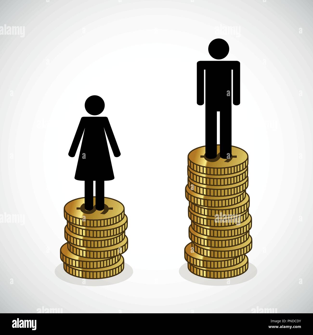 Mann und Frau stehen auf einem Turm von Geld Infografik Vektor-illustration EPS 10. Stock Vektor