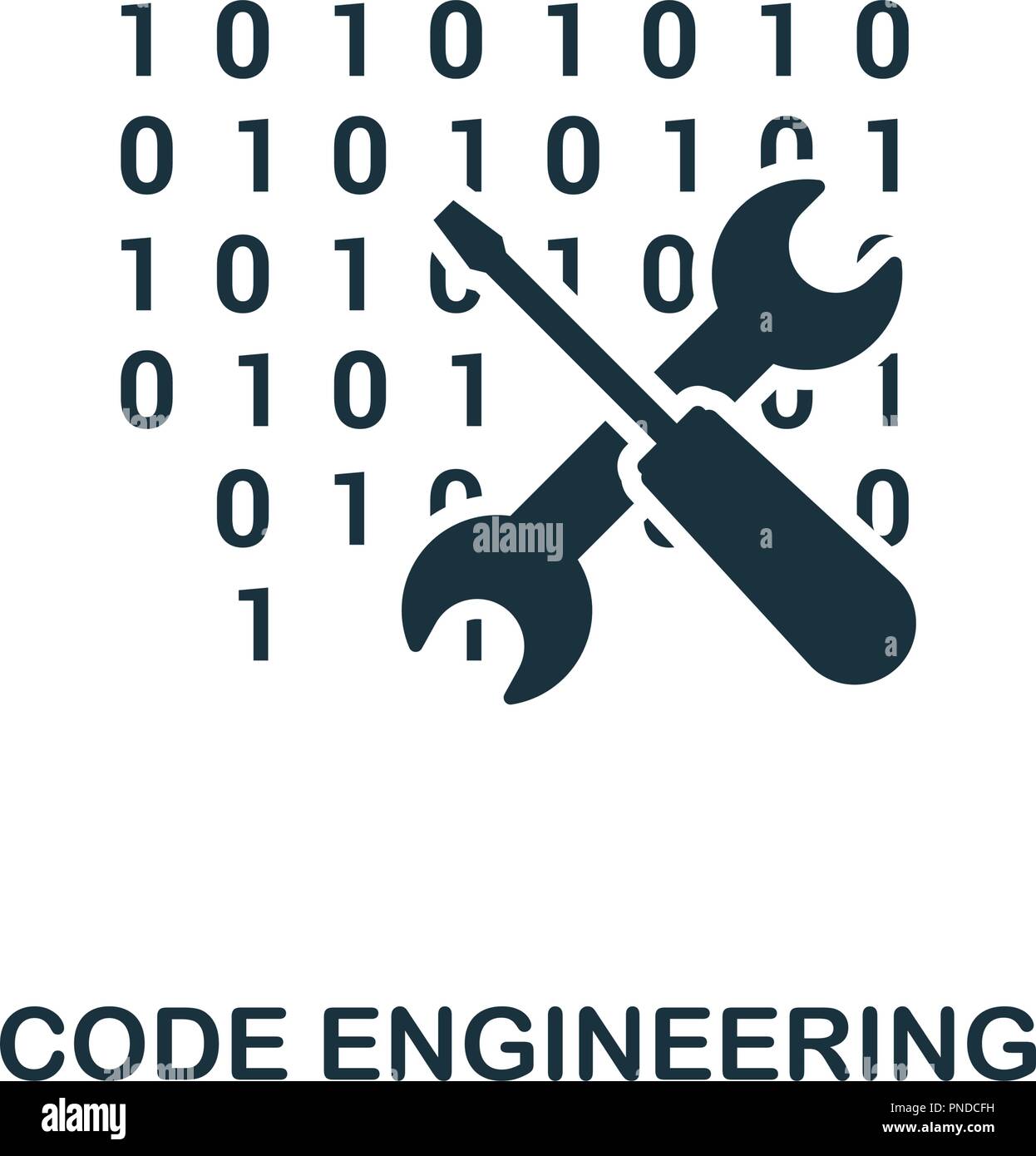 Code Engineering Symbol. Schwarzweiß-Design von großen Sammlung von Daten. UI. Pixel Perfect einfache Piktogramm code engineering Symbol. Web Design, Apps, s Stock Vektor