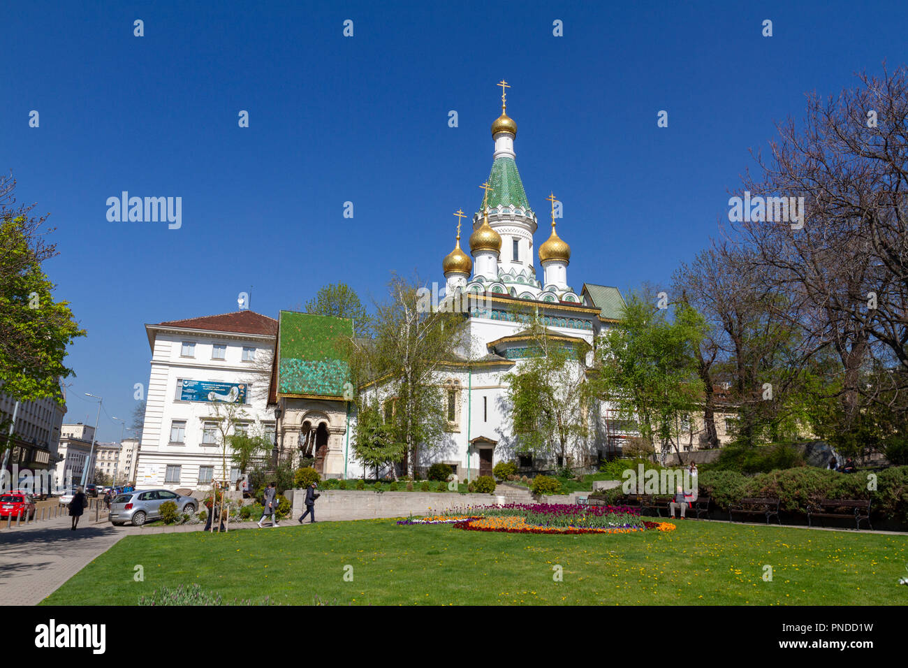 Die Russische Kirche (Kirche des Hl. Nikolaus des Miracle-Maker), Sofia, Bulgarien. Stockfoto