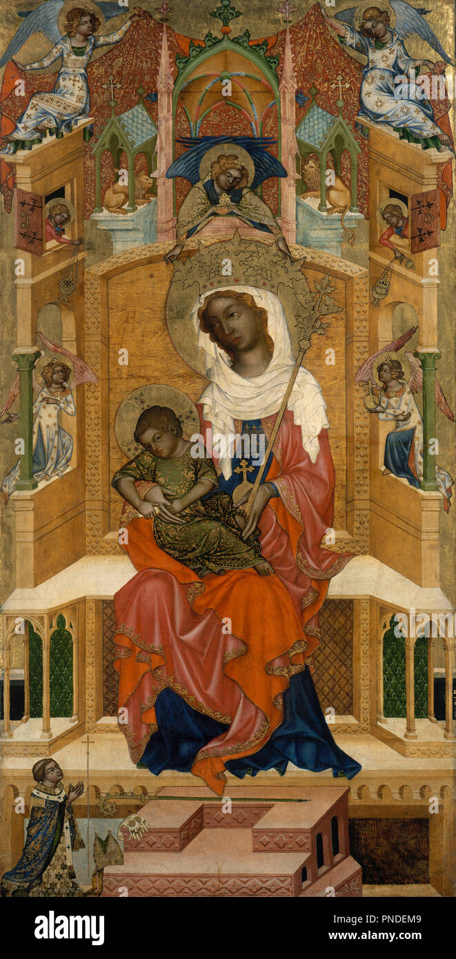 Thronende Maria mit dem Art (Glatzer Madonna)/thront Maria mit dem Kinde (Glatz Madonna). Datum/Zeit: Ca. 1350. Malerei. Pappelholz. Höhe: 186 cm (73,2 in); Breite: 95 cm (37,4 in). Autor: Böhmische Master. Meister der Kaufmann Kreuzigung. Anonym. Stockfoto