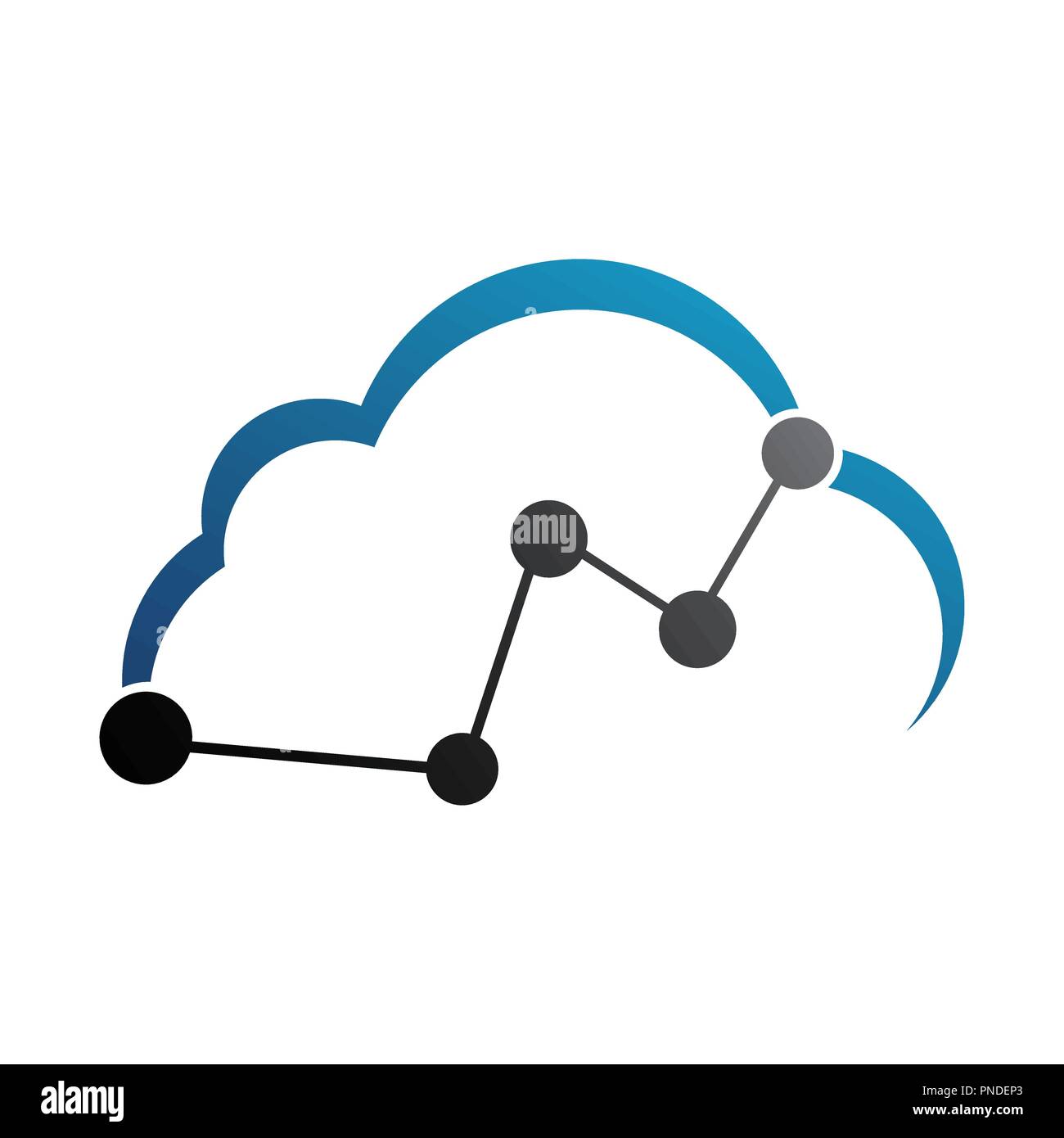 Dünne Linie Symbol mit flachen Design Element des Cloud Computing Verbindung Internet Hosting Technologie data link Stock Vektor