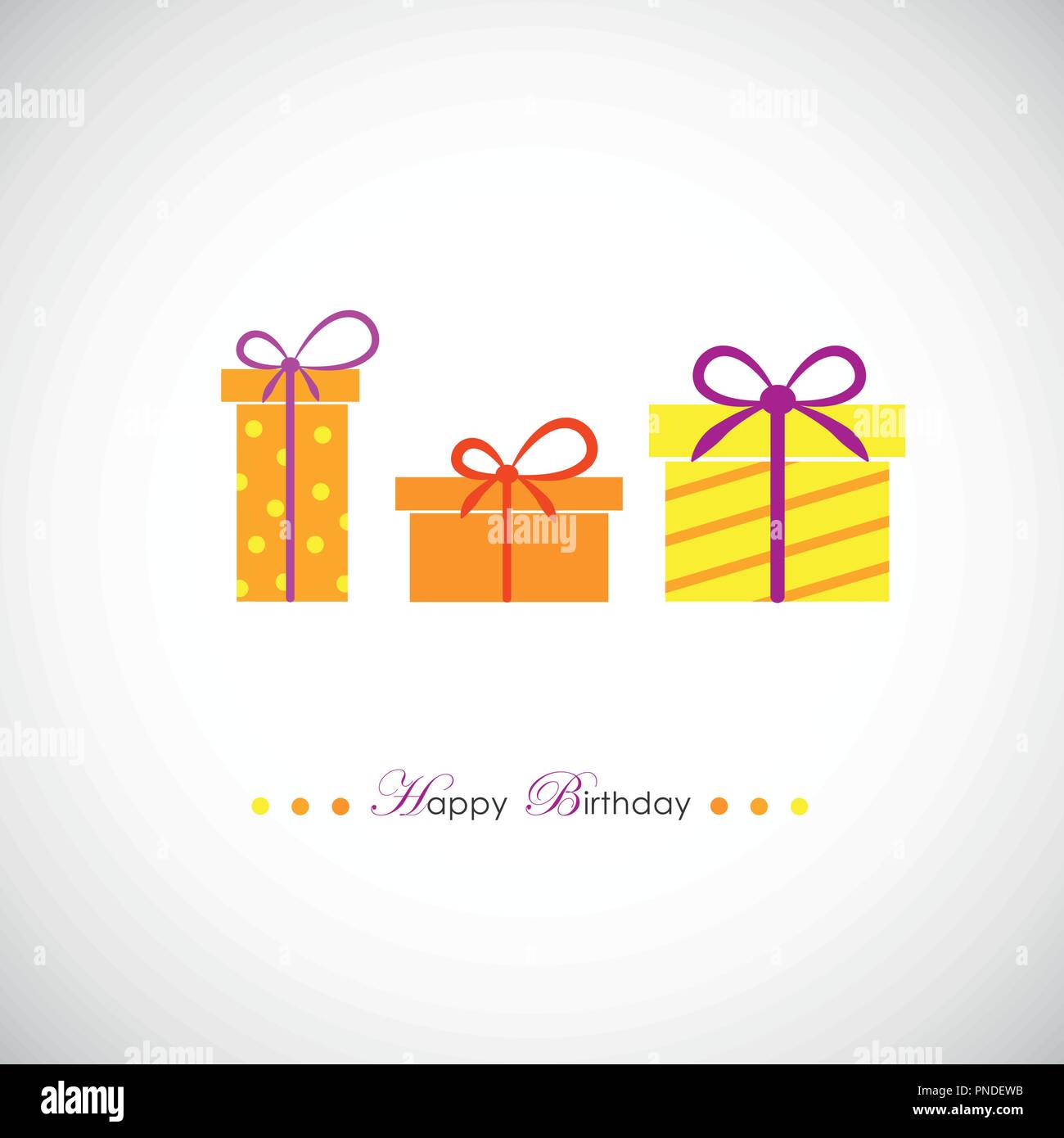 Geburtstag Geschenke in der Farbe gelb Idee für Feierlichkeiten Vektor-illustration EPS 10. Stock Vektor