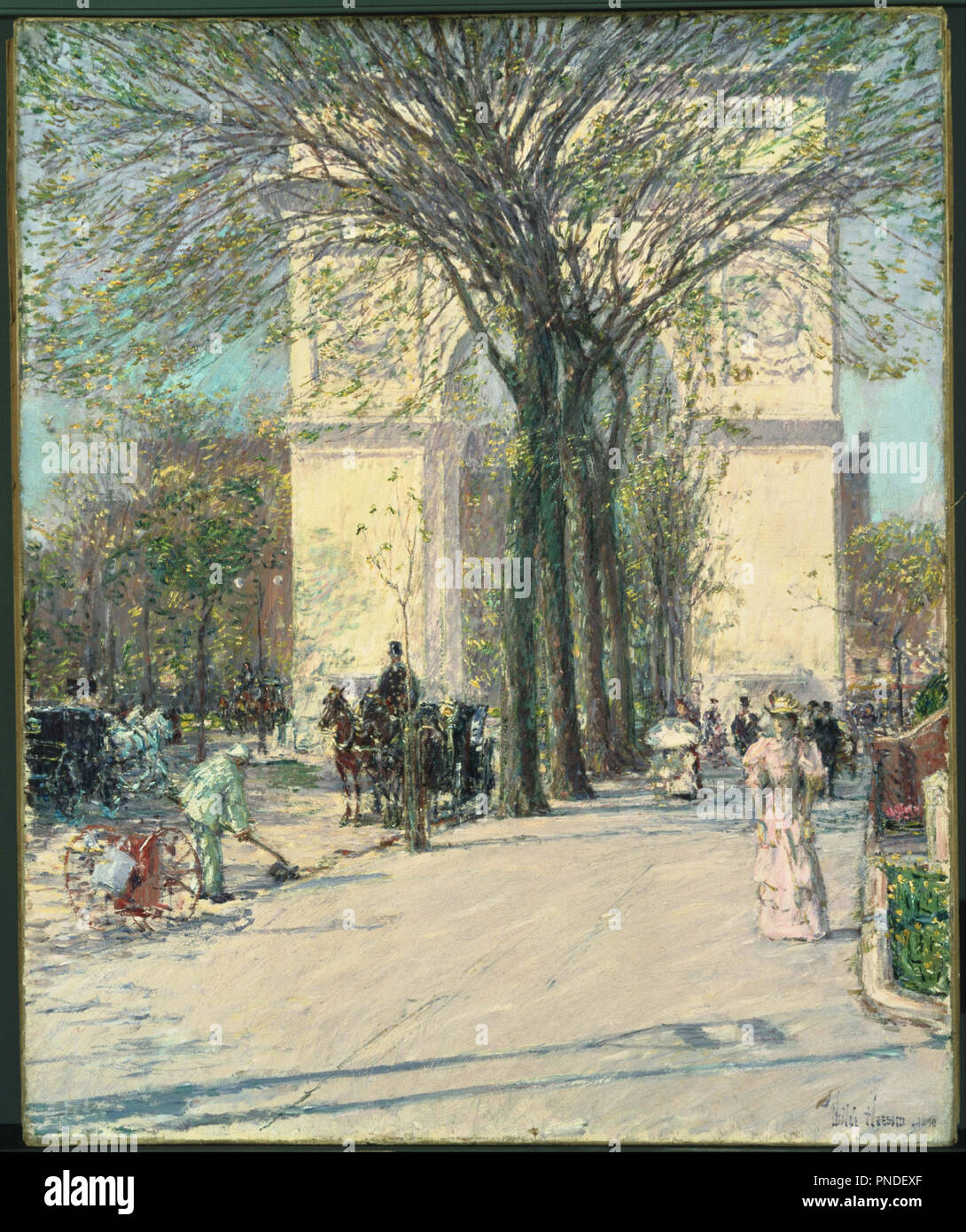 Washington Arch, Frühling. Datum/Zeitraum: 1890. Malerei. Öl auf Leinwand. Höhe: 64 mm (1,02 in); Breite: 21.63 mm (0,85 in). Autor: Childe Hassam. Stockfoto