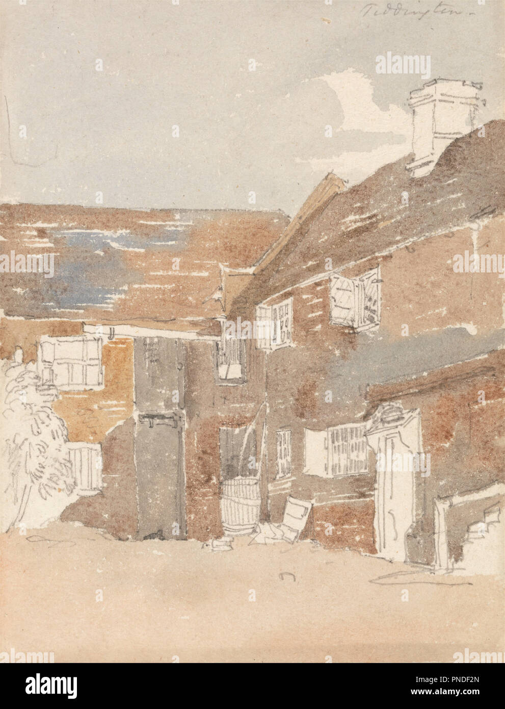 Häuser in Teddington auf der Themse. Datum/Zeitraum: 1809. Malerei. Aquarell. Höhe: 210 mm (8.26 in); Breite: 165 mm (6,49 in). Autor: Peter DeWint zugeschrieben. Stockfoto