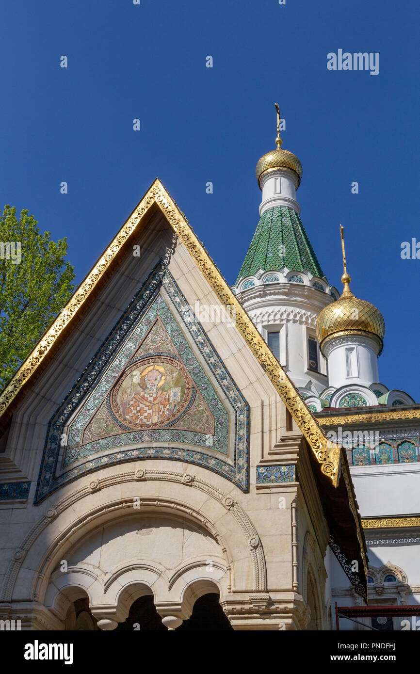 Die Russische Kirche (Kirche des Hl. Nikolaus des Miracle-Maker), Sofia, Bulgarien. Stockfoto