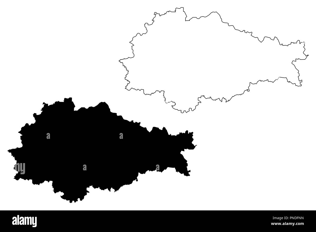 Der Oblast Kursk (Russland, Subjekte der Russischen Föderation, die oblaste Russlands) Karte Vektor-illustration, kritzeln Skizze Oblast Karte Stock Vektor