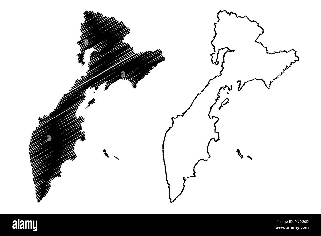 Kamtschatka (Russland, Subjekte der Russischen Föderation, Krais Russlands) Karte Vektor-illustration, kritzeln Skizze Kamtschatka Karte Stock Vektor