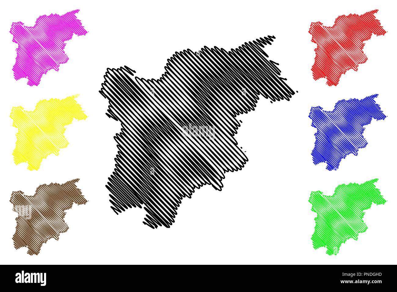 Südtirol - Südtirol (Autonome Region Italiens) Karte Vektor-illustration, kritzeln Skizze Trentino-südtirol Karte Stock Vektor