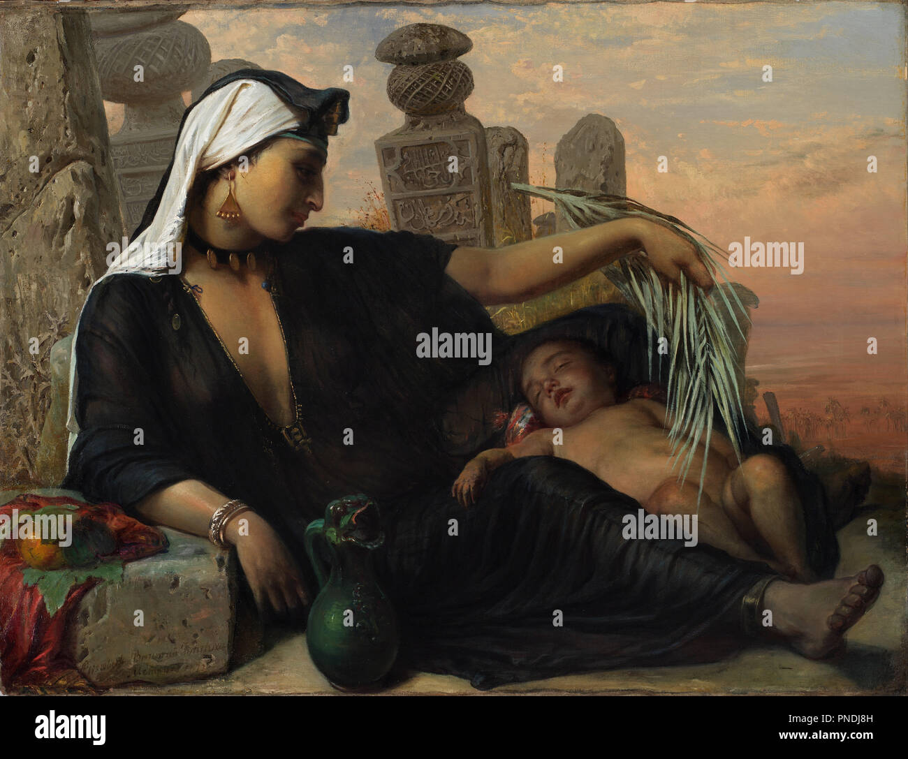 Eine ägyptische Fellah Frau mit ihrem Baby. Datum/Zeitraum: 1872. Malerei. Öl auf Leinwand. Höhe: 985 mm (38.77 in); Breite: 1292 mm (50.86 in). Autor: Elisabeth Jerichau-Baumann. Stockfoto