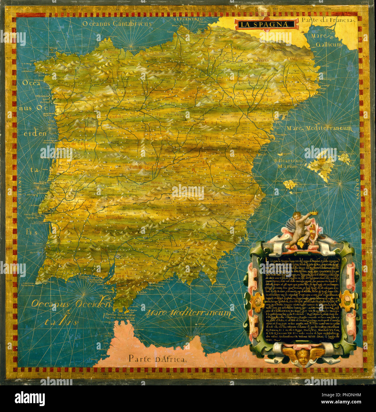 Spanien (La Spagna). Datum/Zeitraum: 1577. Öl Malerei auf Holz. Höhe: 114 mm (4.48 in); Breite: 112 mm (4.40 in). Autor: STEFANO BONSIGNORI. Stockfoto
