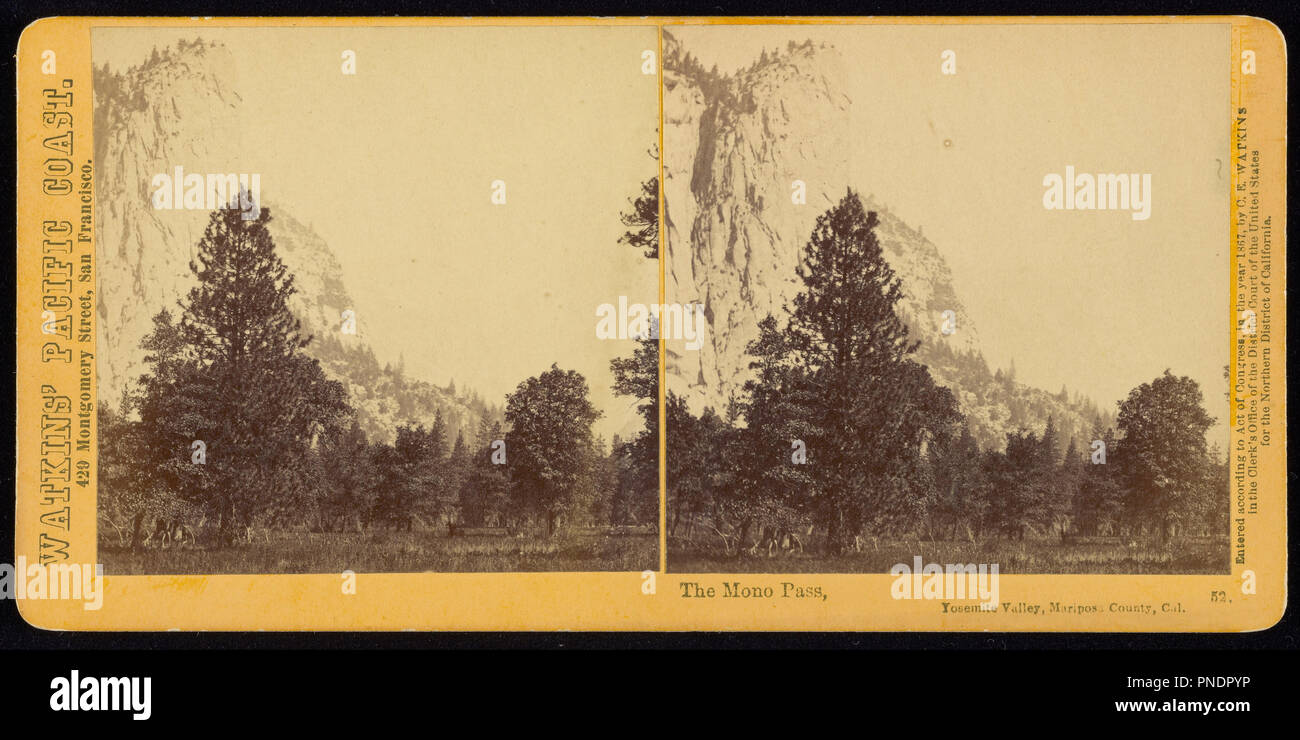 Die Mono-Pass, Yosemite Valley, Mariposa County, Cal. Datum/Zeit: Ca. 1867. Stereograph. Eiklar Silber. Höhe: 86 mm (3.38 in); Breite: 176 mm (6.92 in). Autor: Carleton Watkins. Stockfoto