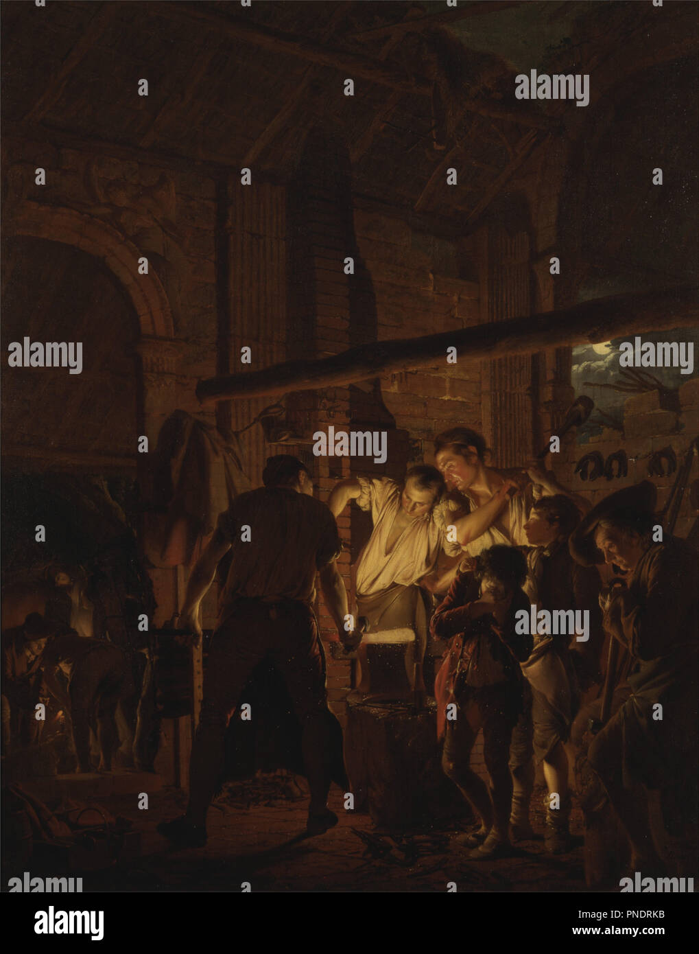 Die Schmiede Shop. Datum/Zeitraum: 1771. Malerei. Öl auf Leinwand. Höhe: 1.283 mm (50.51 in); Breite: 1.041 mm (40.98 in). Autor: Joseph Wright von Derby. Stockfoto