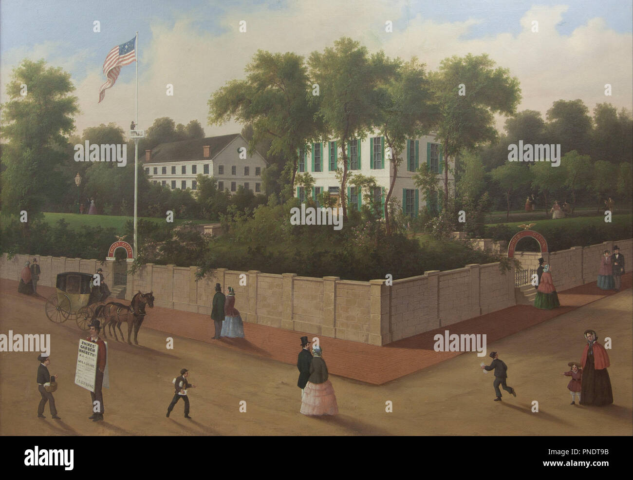Shires' Garten. Datum/Zeitraum: 1847. Malerei. Öl auf Leinwand. Höhe: 70 mm (2,75 in); Breite: 94.12 mm (3,70 in). Autor: Thomas Glessing. Stockfoto