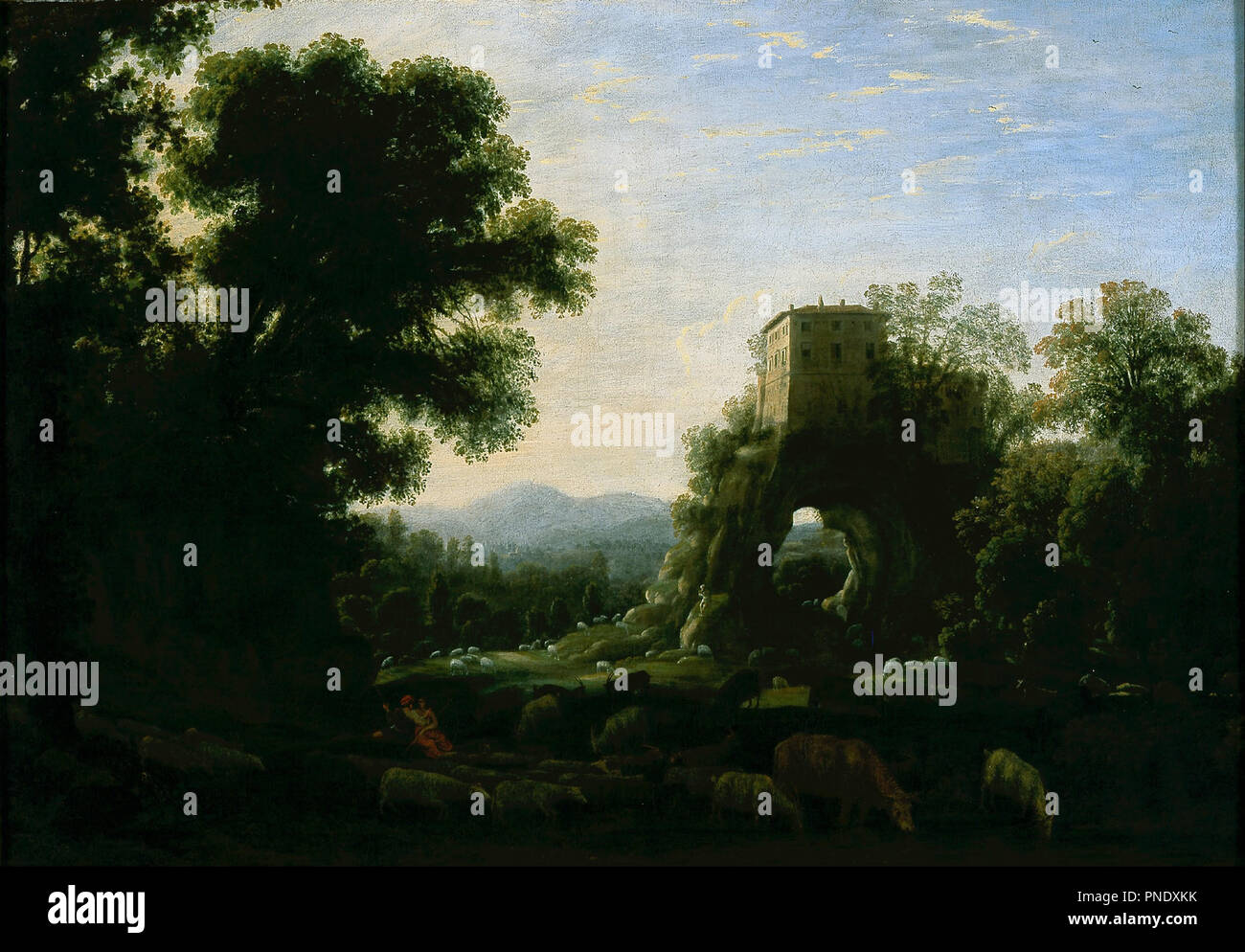 Pastorale Landschaft. Datum/Zeitraum: 1628/1630. Malerei. Autor: Claude Gellée, genannt Claude Lorrain. Stockfoto