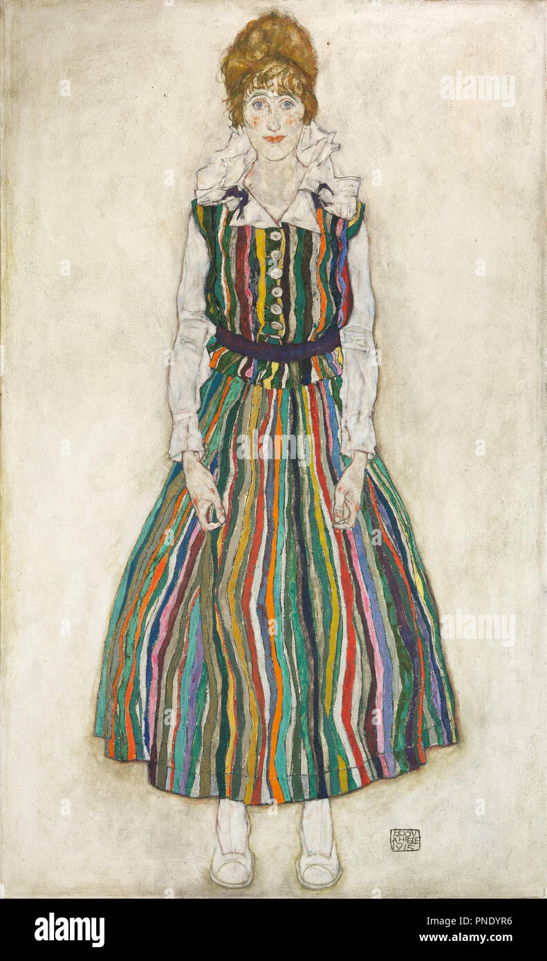 Portrait von Edith (Ehefrau des Künstlers). Datum/Zeitraum: 1915. Malerei. Öl, Leinwand, Holz, schwarz lackiert. Höhe: 1.837 mm (72.32 in); Breite: 1.147 mm (45.15 in). Autor: Egon Schiele. SCHIELE, Egon. Stockfoto
