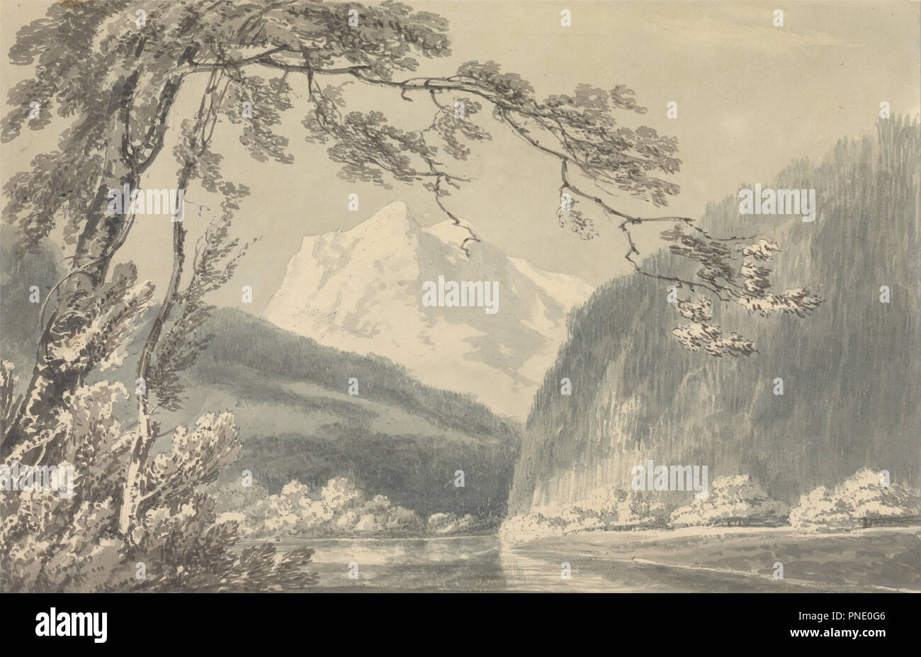 In der Nähe von Grindelwald. Datum/Zeit: Ca. 1796. Malerei. Aquarell. Höhe: 241 mm (9.48 in); Breite: 378 mm (14.88 in). Autor: J. M. W. Turner. Stockfoto