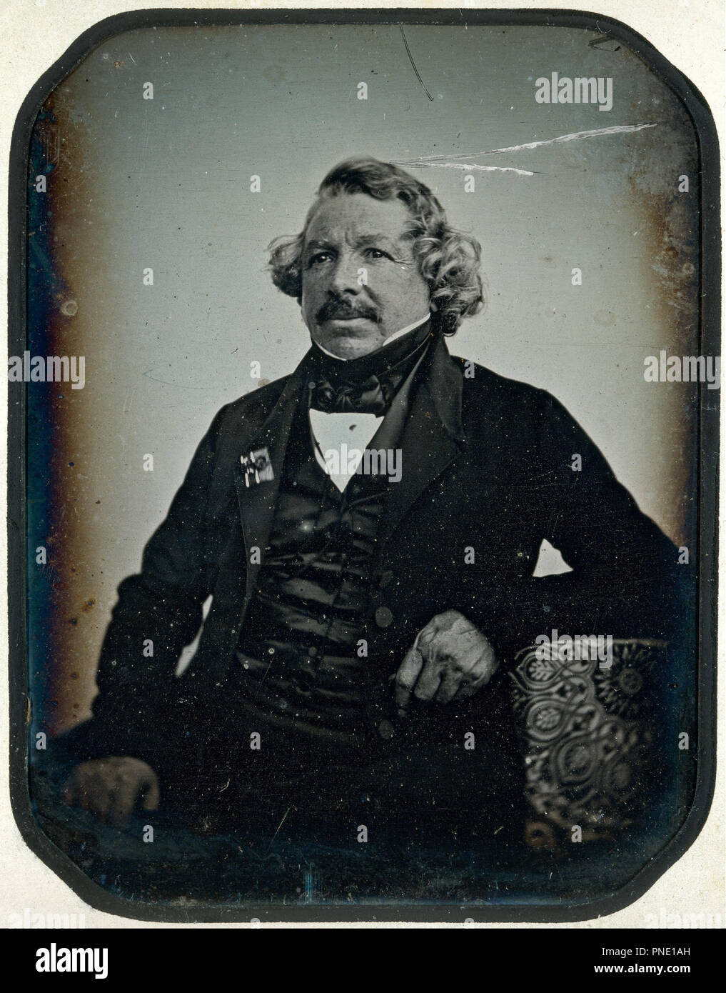 Louis Jacques Mande Daguerre. Datum/Zeitraum: 1844. Daguerreotypie. Breite: 6,9 cm. Höhe: 9,1 cm (Bild). Autor: Jean Baptiste Sabatier-Blot. Stockfoto