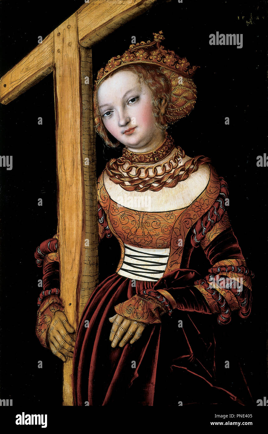 Saint Helena mit dem Kreuz. Datum/Zeitraum: 1525. Malerei. Öl auf Leinwand. Höhe: 41 cm (16.1 in); Breite: 27 cm (10.6 in). Autor: Cranach d.Ä., Lucas. Stockfoto